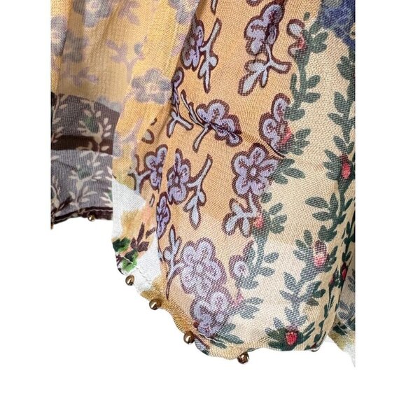 Anthropologie Floreat Patchwork Floral Peasant Blouse Sz XXSP EUC Gorgeous Boho - Picture 6 of 12